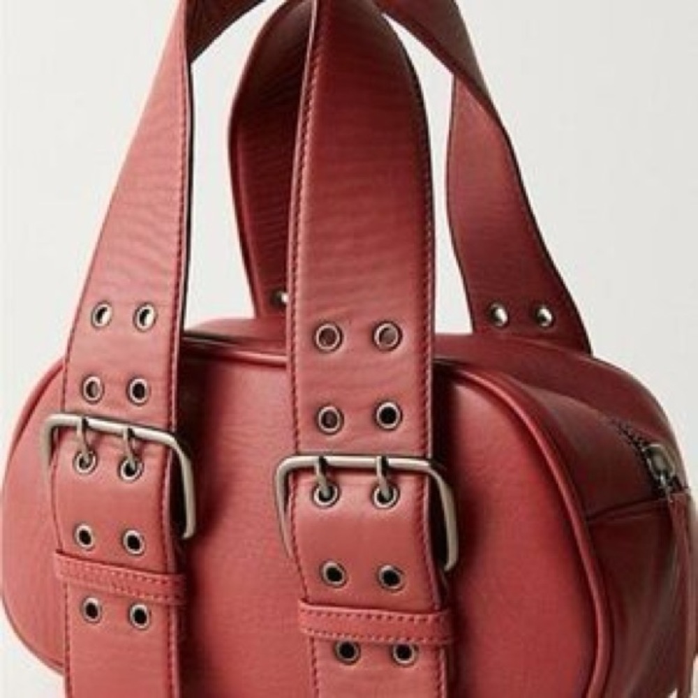 The Free People Elegant Red Leather Handbag Say Yes Bag NWOT